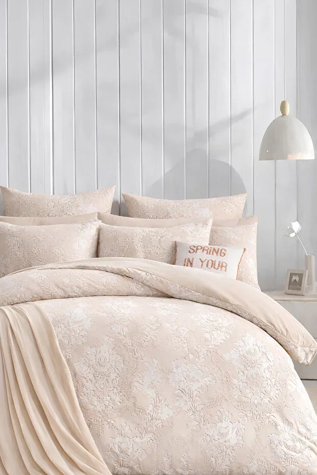 İQON Fitted Sheet Duvet Cover Set Double Royal Beige