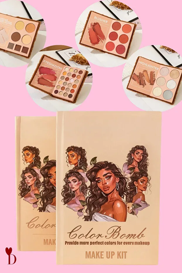 4 Layer Book Style 43 COLOR Foldable Makeup Palette Set, Contour, Blush, Highlighter Eyeshadow