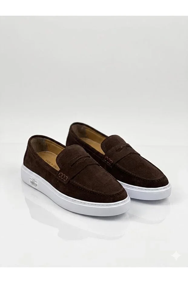 LOAFER GENUINE SUEDE LEATHER BROWN STITCHED EVA SOLE
