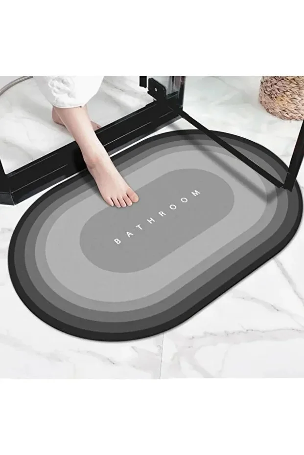 Grey - Magic Water Absorbing Bath Mat Non-Slip Base Foot Mat 40x60
