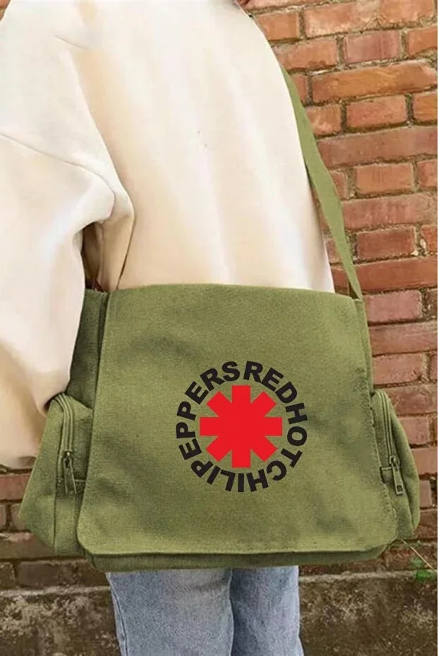 RHCP Printed Unisex Green Messenger Bag