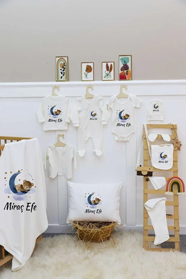 %100 Cotton 11-piece Hospital Exit Set with Name
