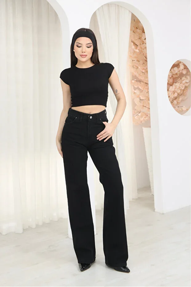 macharel jeans Women High Waist Jean Kot Palazzo Pants