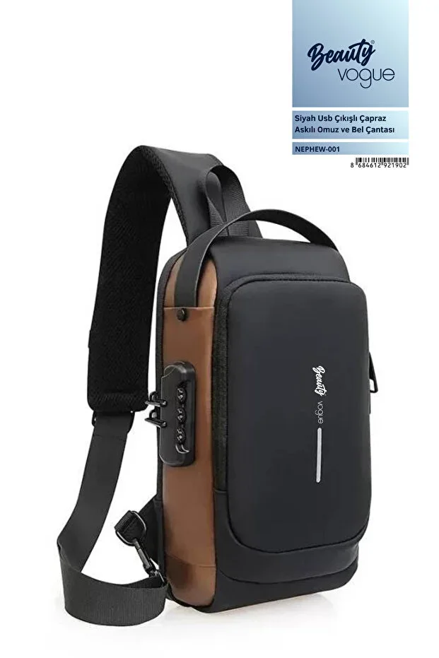 Stylish Backpack, Waterproof Anti-theft Chest Bag Shoulder Bag with USB Charging Port