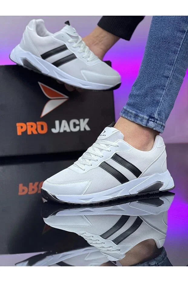 WHITE BLACK MEN'S CASUAL SNEAKER SPORTS SHOES