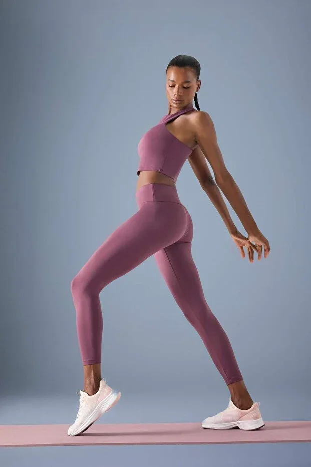 Shaping High Waist Flexible Fabric Basic Sports Tights B4147AX25AU