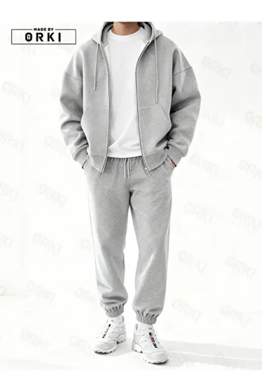 Unisex Oversize Kapüşonlu Fermuarlı Eşofman Takımı – Minimal Premium