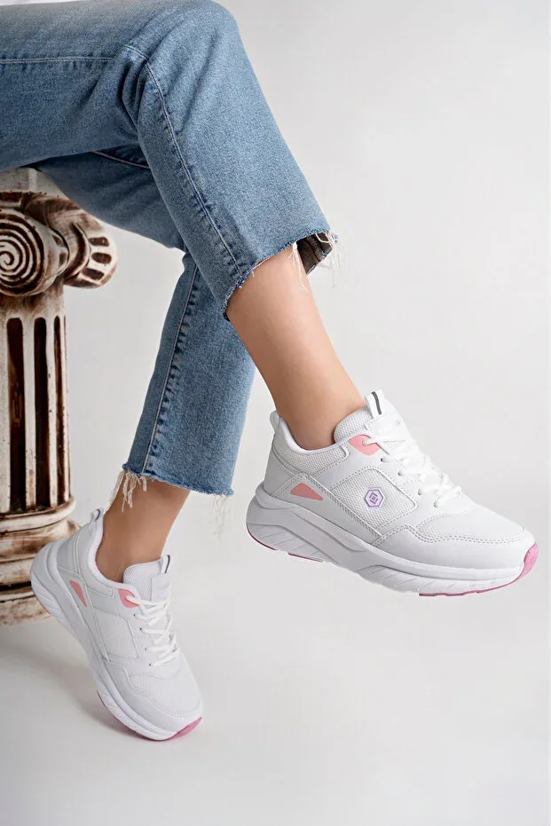 WOMEN'S SNEAKER WHITE PINK COLOR SPORTS SHOES