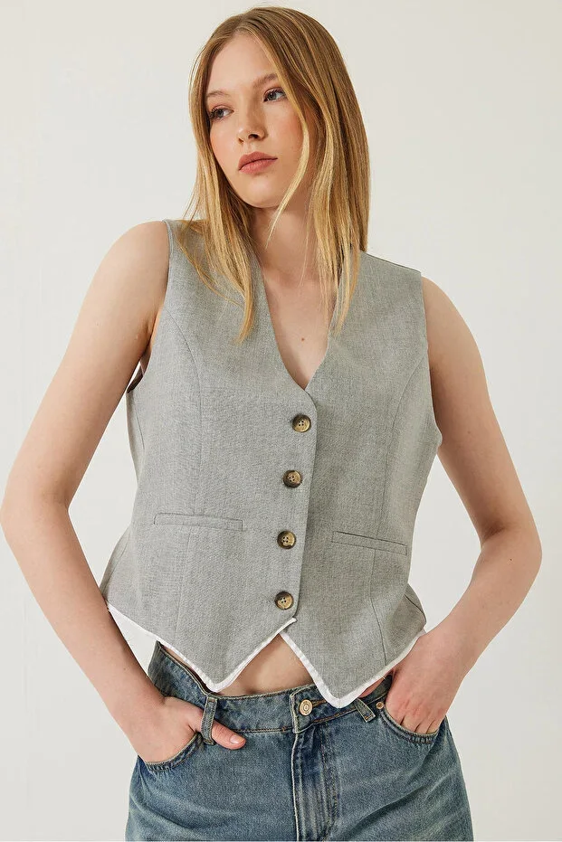 Women's V-Neck Viscose Trim Lined Vest 60232 60271060