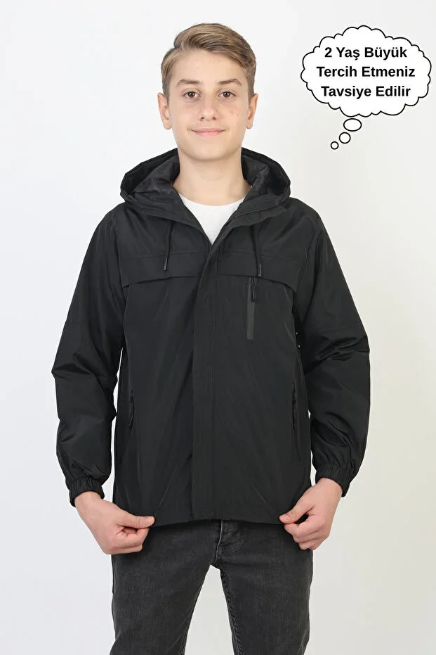 Men's Hooded Pocket Lined Seasonal Raincoat
