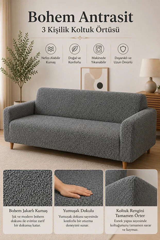 Bohemian Pattern Jacquard 3-Seater Sofa Cover | Elastic Armchair Cover | Sofa Cover | Sofa Slipcover