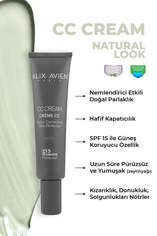 CC Cream Color Corrector Green - CC Cream Green - SPF 15 UVB/UVA - 40 ml