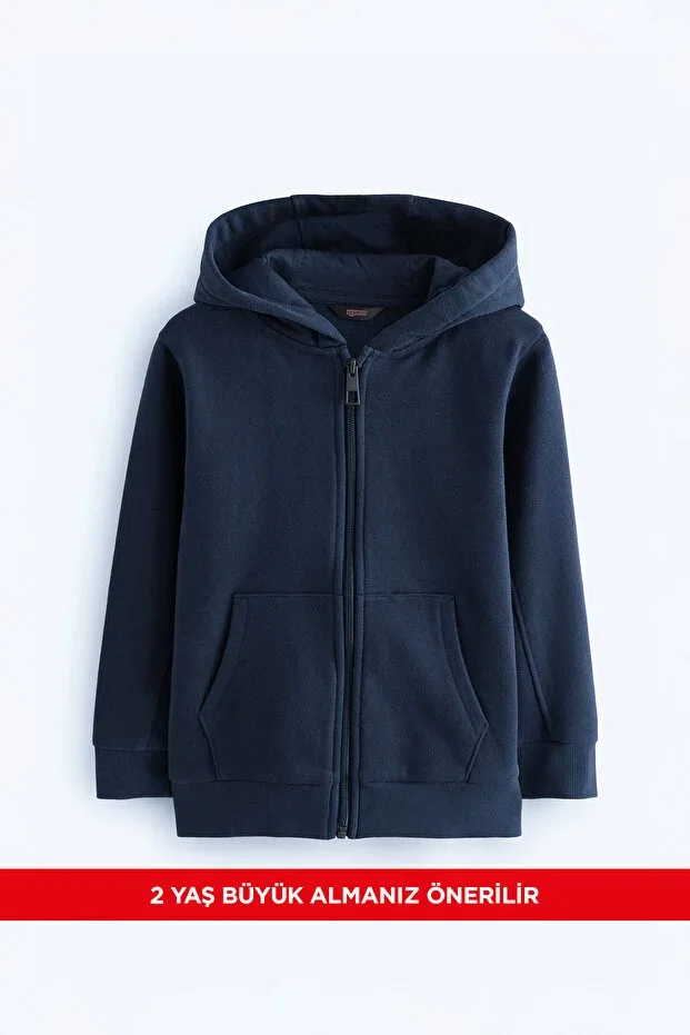 Men's Kids Basic Plain Hooded Zip-Up Sweatshirt - 2544