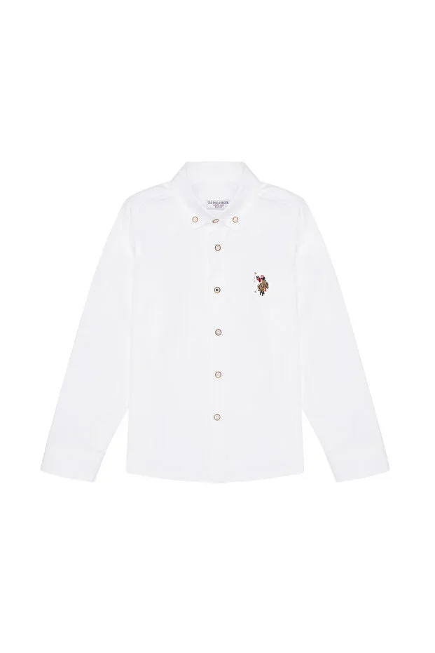 Boys White Long Sleeve Basic Shirt 50263107-VR013
