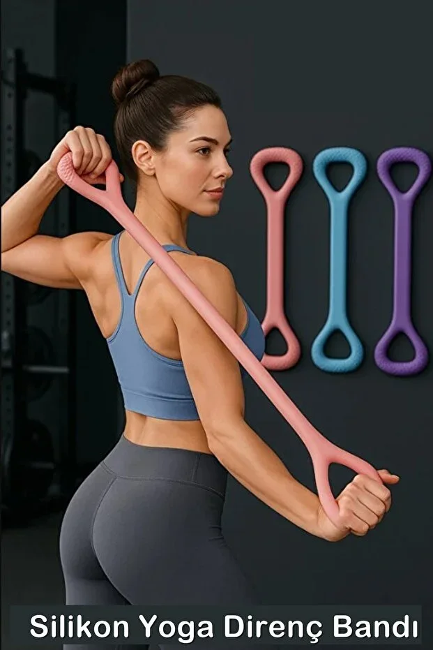 Silicone Yoga Resistance Band - Exercise Stretching Resistance Band for Back, Waist, Arm Exercises
