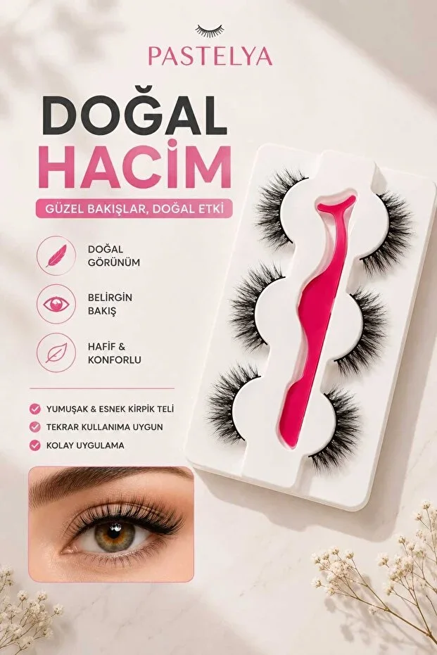 Natural Silk False Eyelash 3 Pairs Eyelash Applicator 3d-05