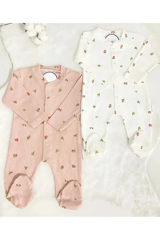 Organic Baby Girl Floral Print 2-Piece Romper Set Newborn Clothes 1-3-6 Months 2-Piece Cotton 2-Piece Flower