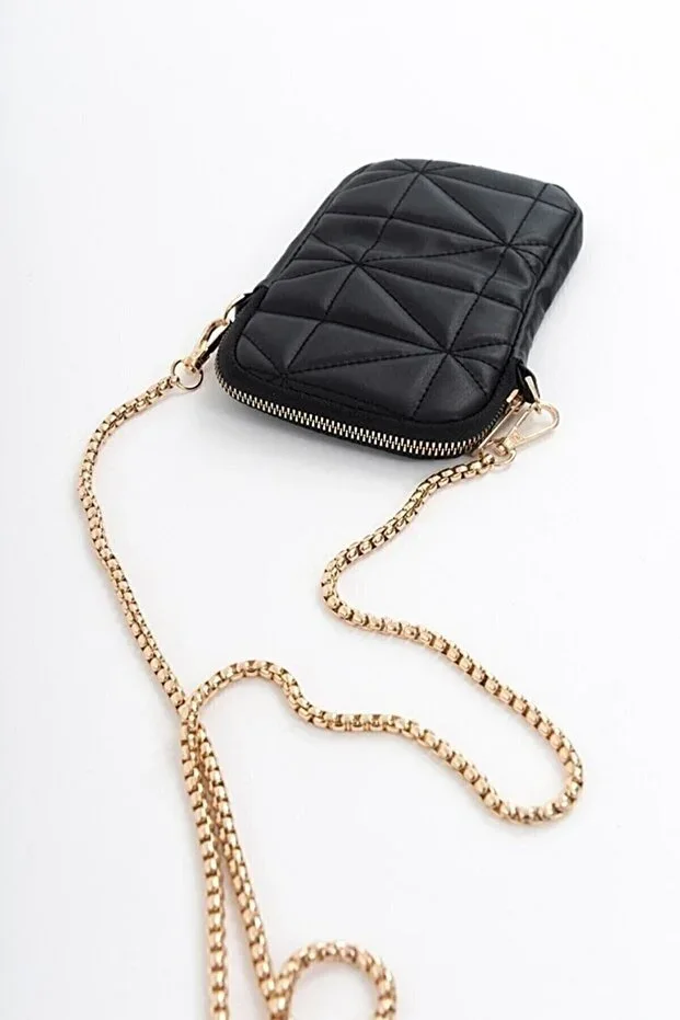 Quilted Phone Bag with Cross Chain Strap