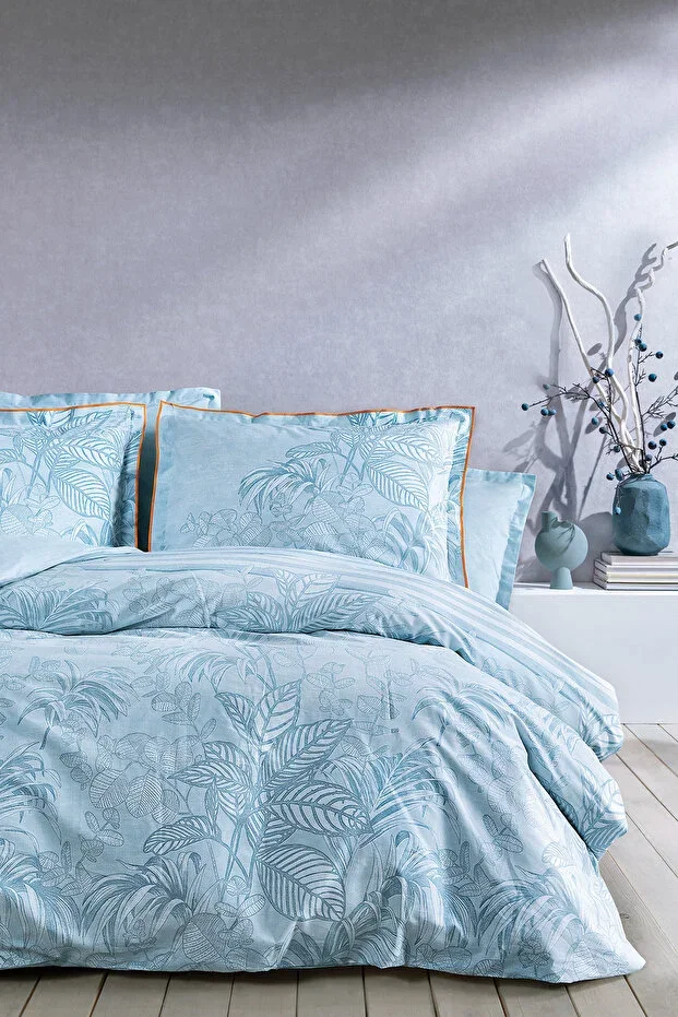 Berry Double Size 100% Cotton Duvet Cover Set - Blue
