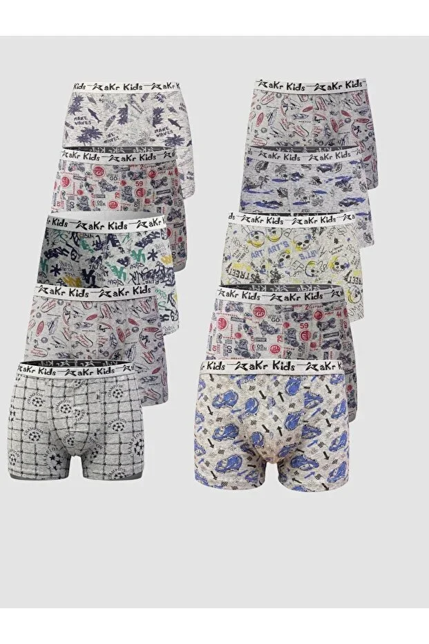 Children's Patterned Lycra Boxer 10 Pack