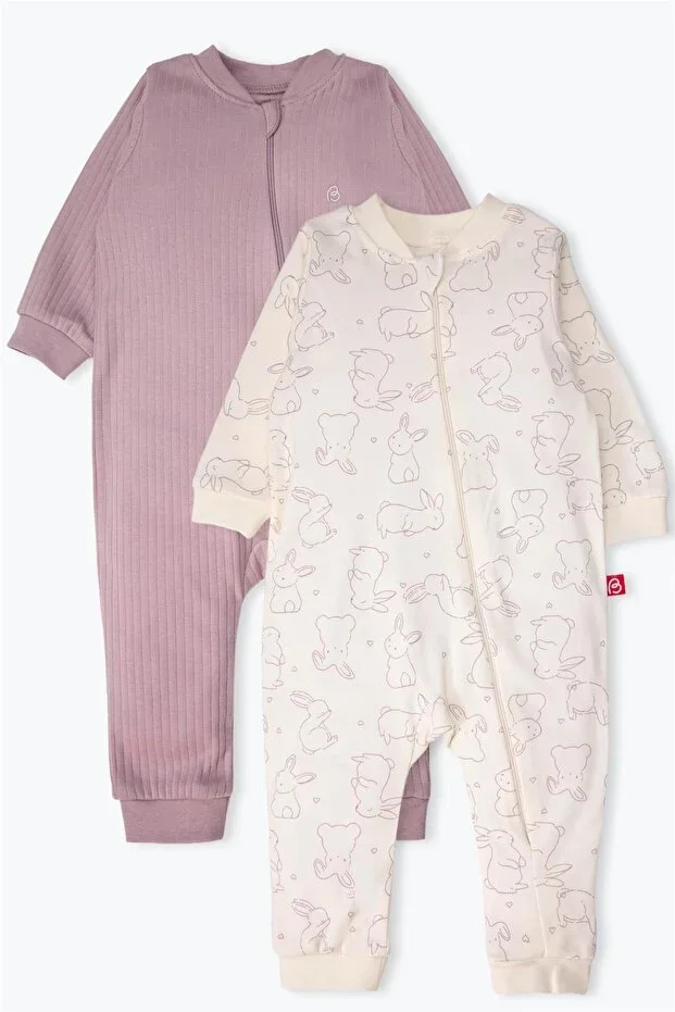 GLOVES AND FOOTIES-FREE OVERALL 2PCS (CUTE BUNNY) PURPLE