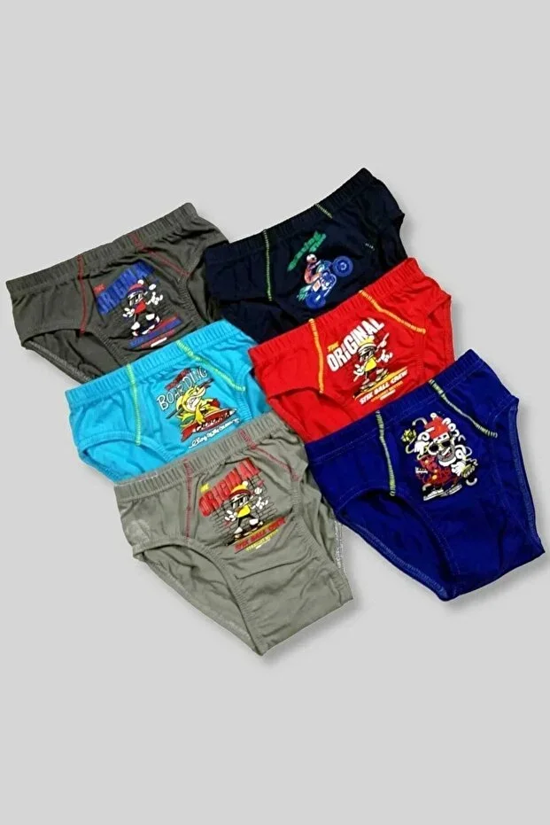 Boys Multicolor 6-Pack 0138 Elastane Cotton Printed Briefs