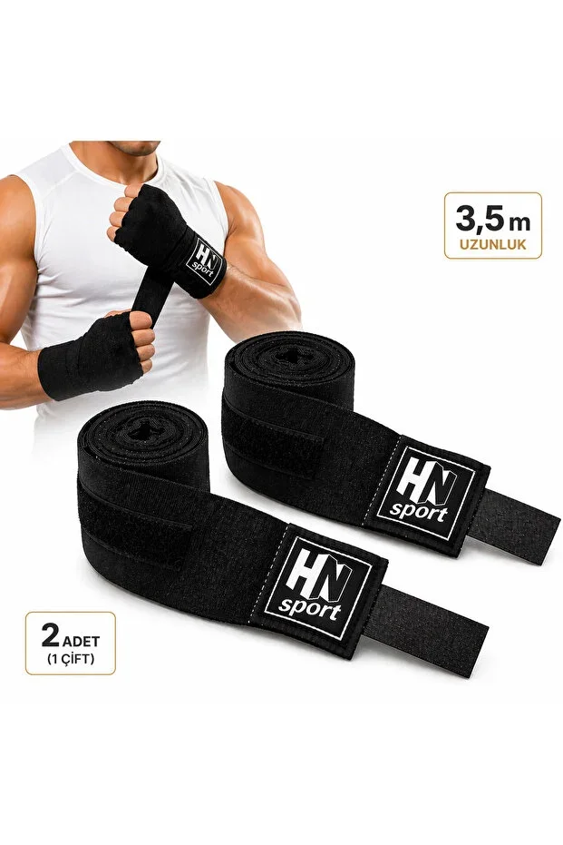 Boxing Bandage 3.5 m (2 Pcs) Black Hand Bandage Wrist Support Protector | Fitness, Kick Boxing, Muay Thai, Crossfit