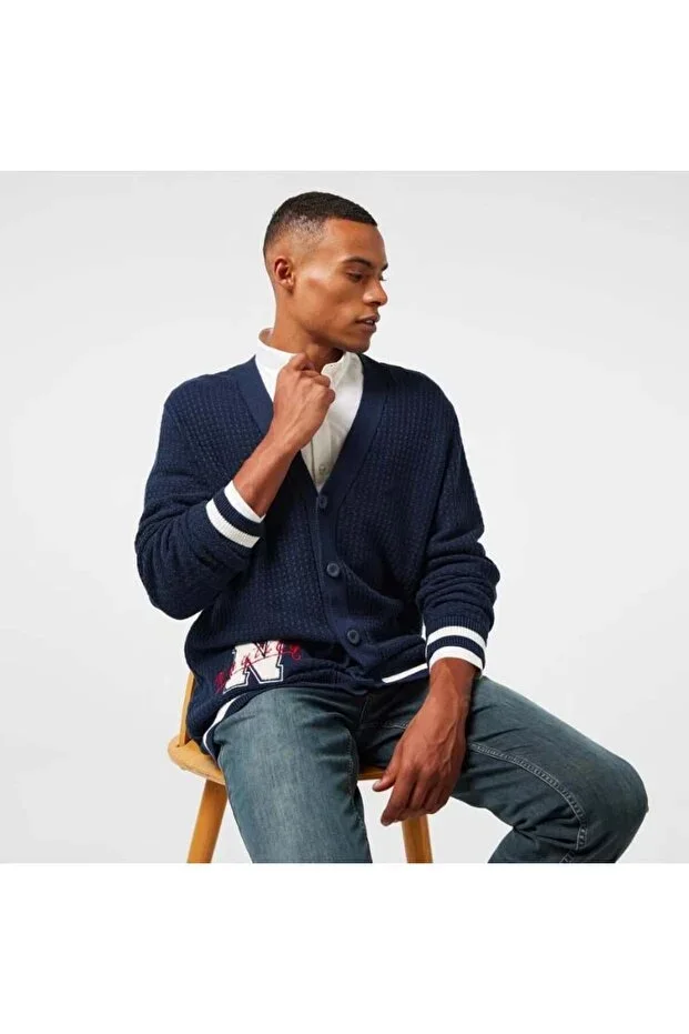 Men's Navy Regular Fit Knit Cardigan