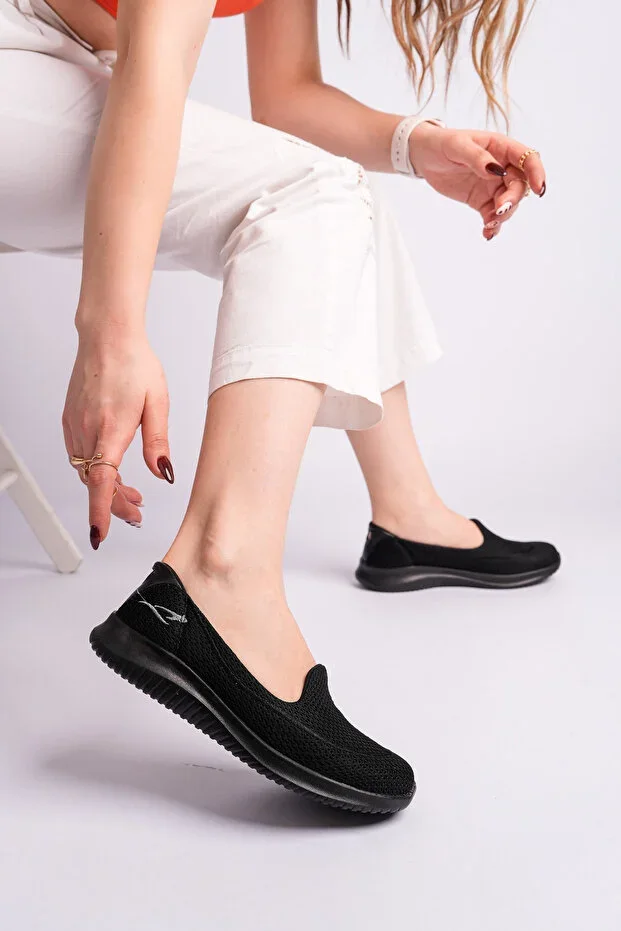 Women's Black Full Orthopedic Suitable for Diabetics Daily Use Walking Sneakers Shoes