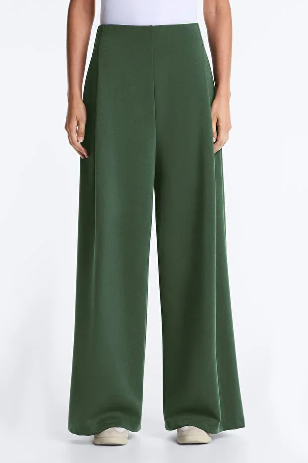 Oysho High rise pleated twill trousers