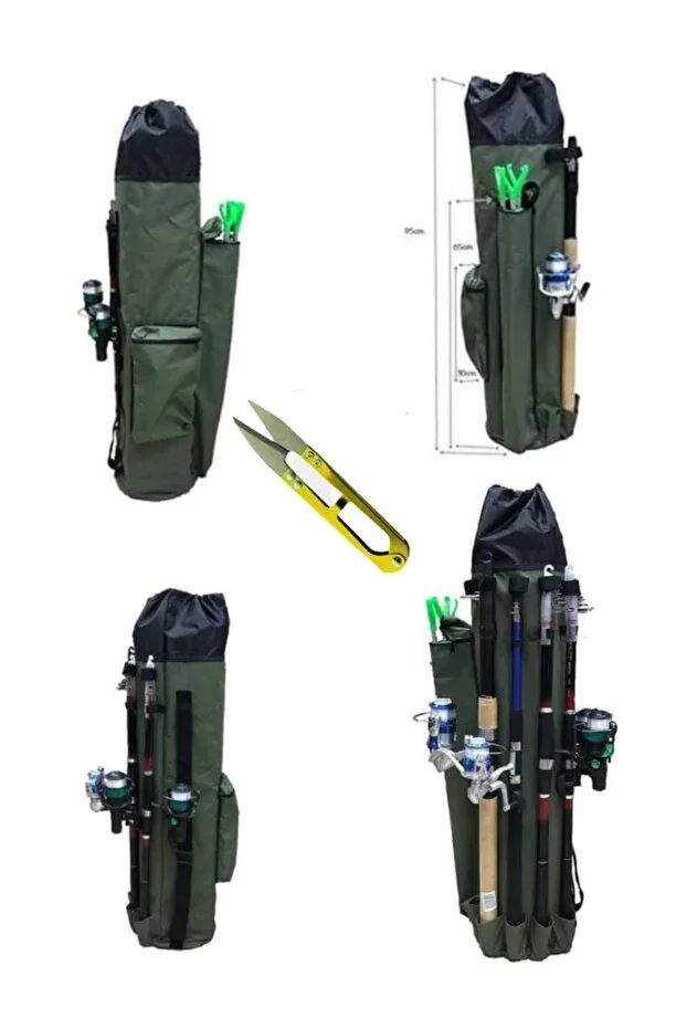Khaki Fishing Rod And Reel Carrying Backpack With Metal Fishing Pliers Gift