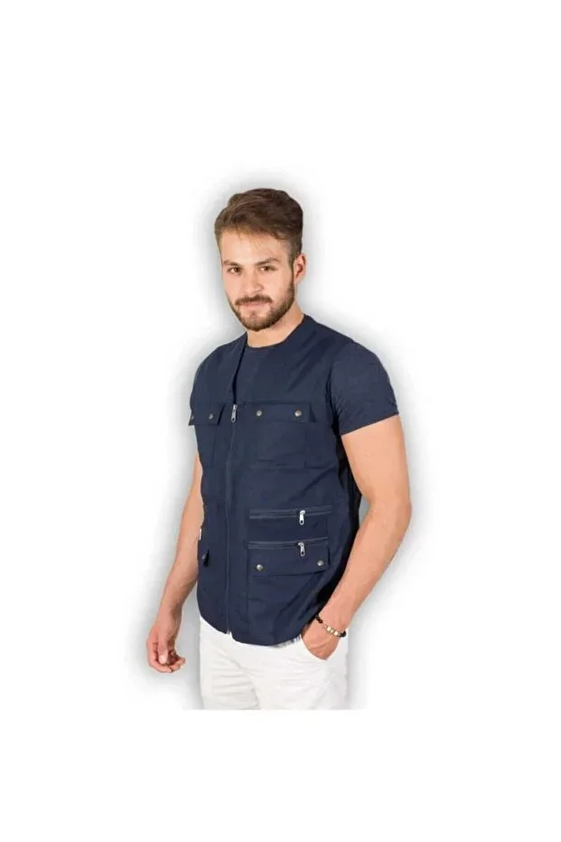 MEN'S MULTI-POCKET LINEN HUNTER VEST