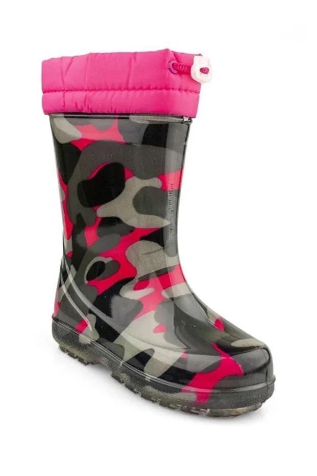 222 Fur Waterproof Rain Kids Boots 26-36