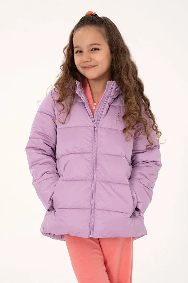 Girls' Purple Hooded Coat 50313073-VR034