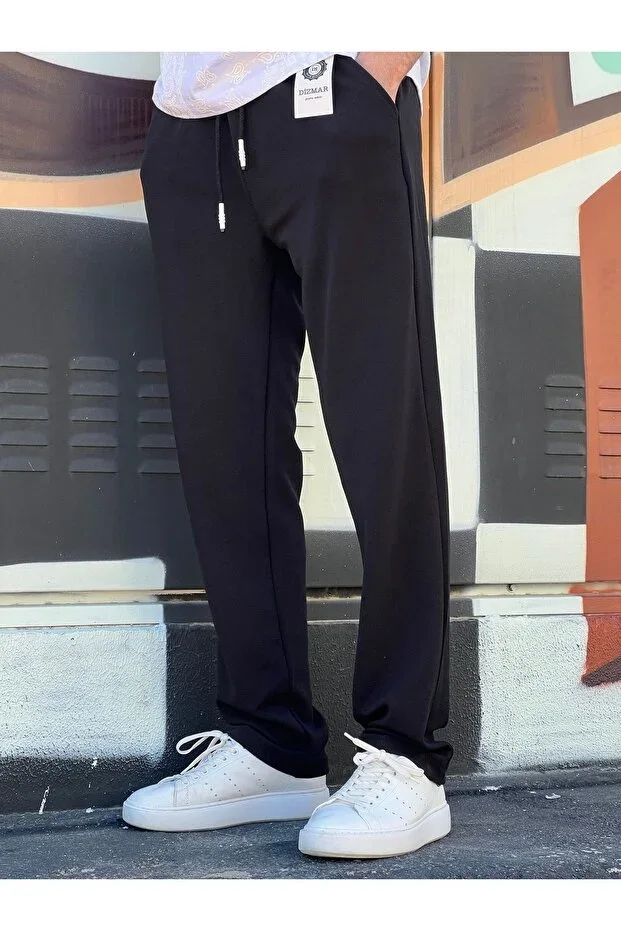 New Season Comfortable Fit Flexible Fabric Elastic Waist Baggy Pants