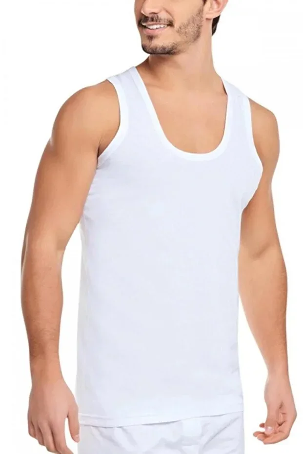 Men's Single White 100% Cotton Combed Undershirt