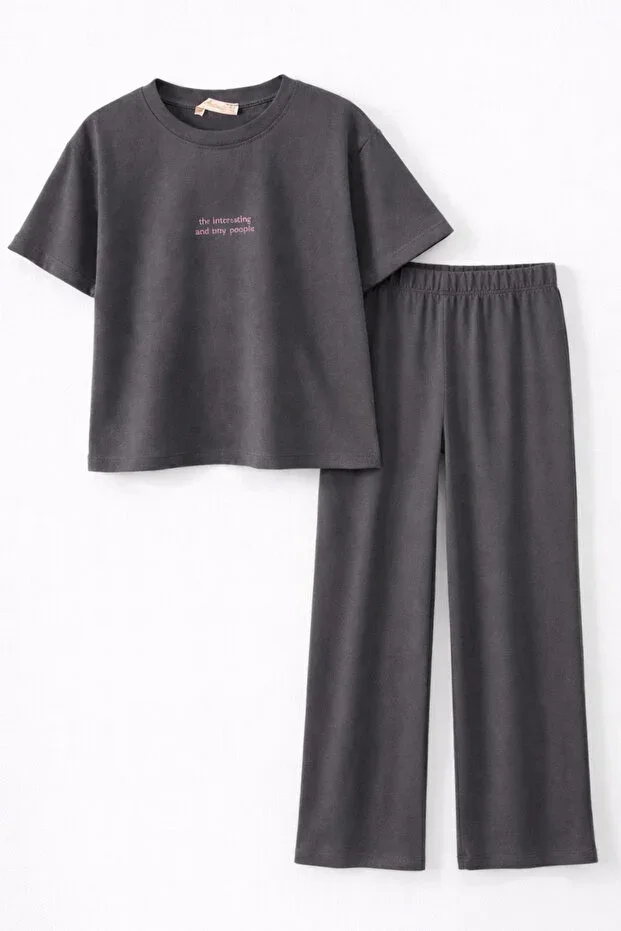 Smoked Supre Kız Çocuk Summer 2-Piece Set 100% Cotton (3-9 Years)