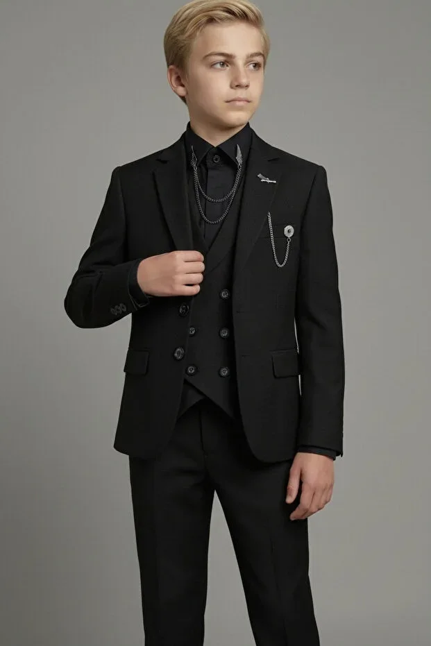 Doctor junior Slim Fit Boys' Chain Detail Suit / Without Shirt