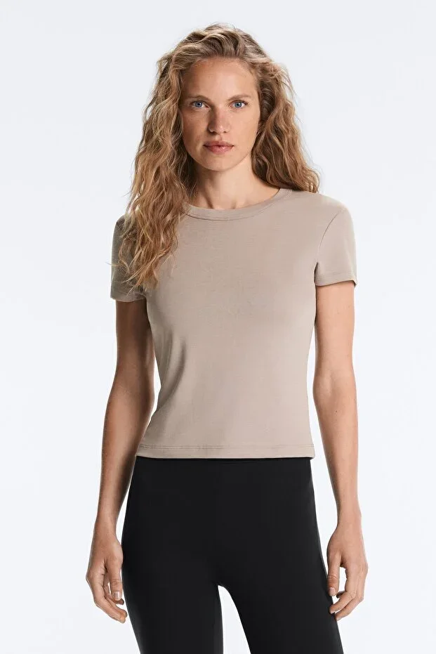 Oysho Modal Ribbed Short Sleeve T-shirt