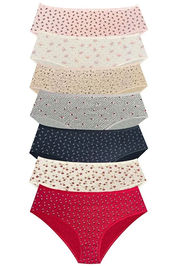 1438 Patterned Model High Waist Cotton Fabric 7-Pack Women's Panties