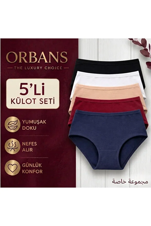 %100 PAMUK YÜKSEK BEL KADIN KÜLOT 5'Lİ PAKET