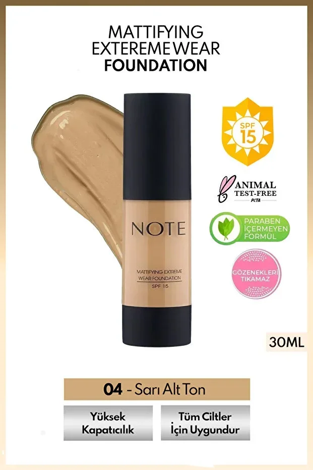 Mattifying Extreme Wear Spf 15 High Coverage Foundation with Matte Finish - 04 Sand