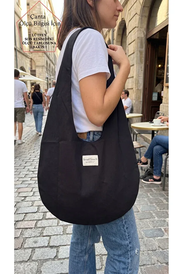 Women's Canvas Baguette Velcro Closure Lined Black Fabric Shoulder Bag