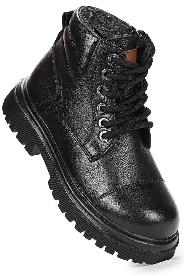 Seri 100% Leather Zippered Boys' Boot Shoes