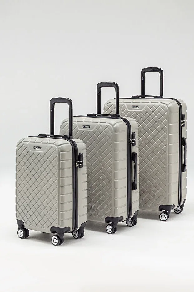 Quilted 3-Piece Suitcase Set Small (Cabin) Medium Large Size Suitcase 360° Swivel Wheel