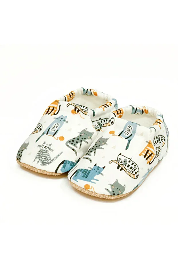 Non-Slip Sole Cat Patterned Baby Booties, House Shoe Slipper Nursery Shoe Pantofle