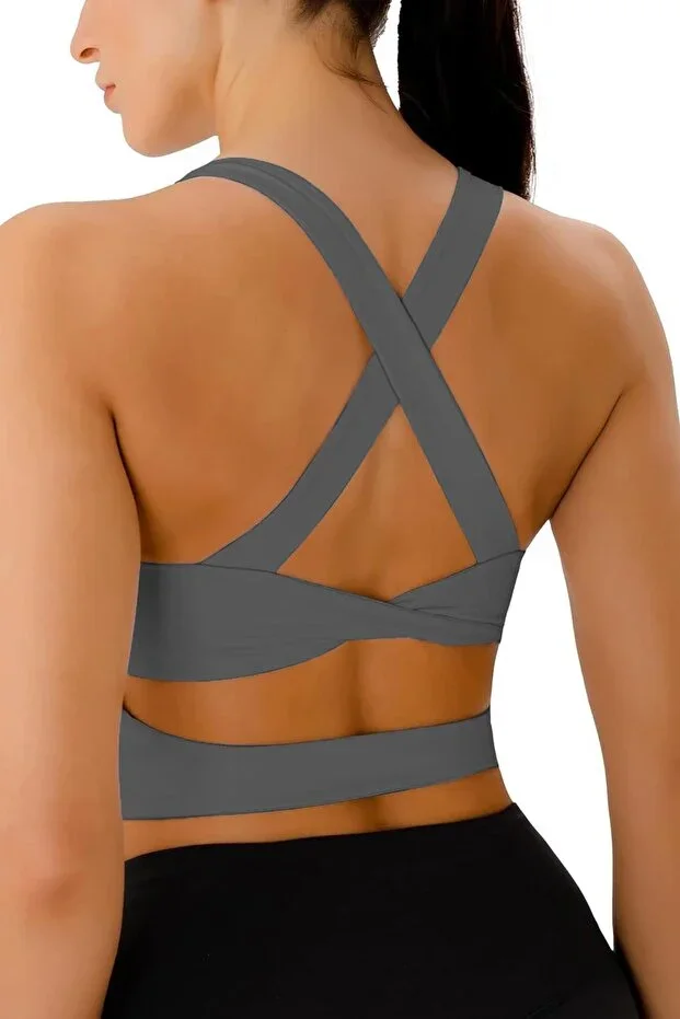 Women's Cross Back Detail Yoga Exercise Fitness Sports Bra CRS001