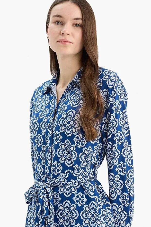Defacto Relax Fit Patterned Viscose Long Sleeve Tunic D9753AX25SM