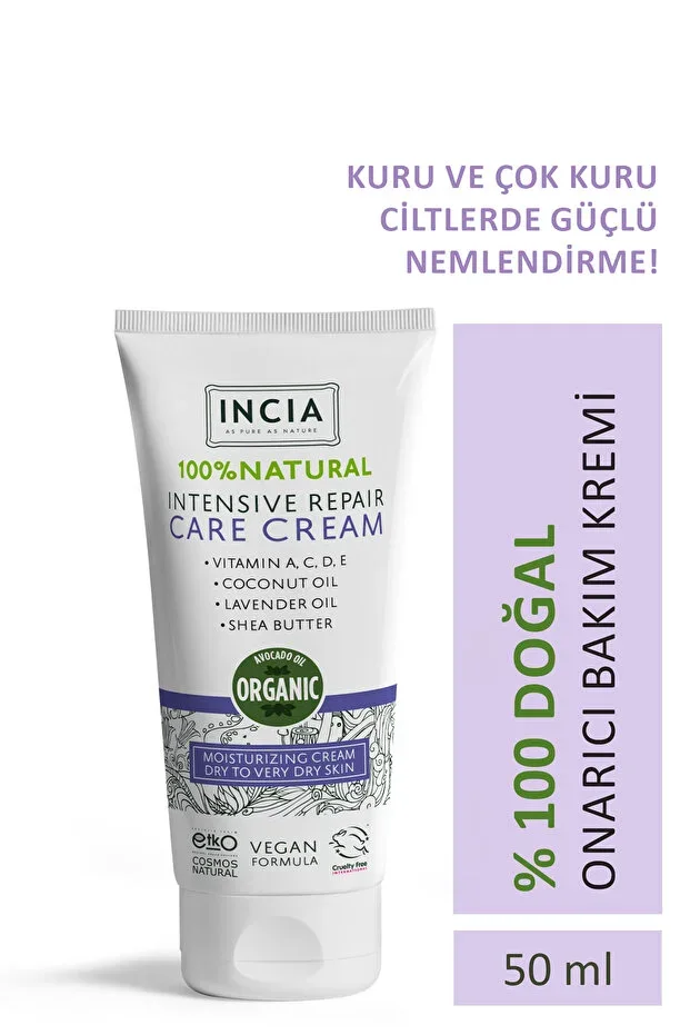 %100 Natural Repair Care Cream Intensive Moisturizing Skin Care Lavender Avocado Shea Vegan 50 ml