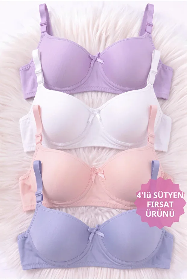 Women's Wirefree Padded Non-Support 4-Piece Bra Set